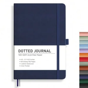 สมุดโน้ต A5 สีกรม ปกหนังแข็งแบบจุด 192 หน้า กระดาษ 100 แกรม สำหรับ Bullet Journal